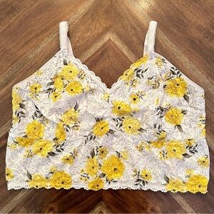 Torrid Curve Longline White & Yellow Floral Lace Bralette Size 4X